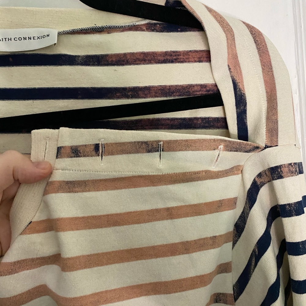Faith Connexion Ecru & Navy Over Sailor Tee Shirt - Picture 8 of 9